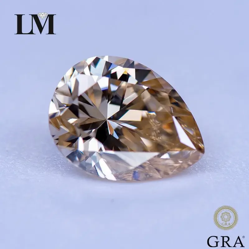 

Moissanite Gemstone Tea Yellow Natural Color Pear Cut Lab Created Diamond DIY Woman Jewelry Making Materials With GRA Report