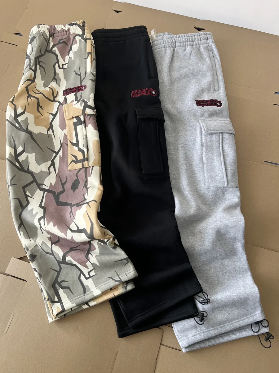 

BBC ICECR Fce Lined ey Hooded Sweatpants Loose Fit Spor Running Trousers Streetwear Hip Hop Sle Autumn Winter Cas...