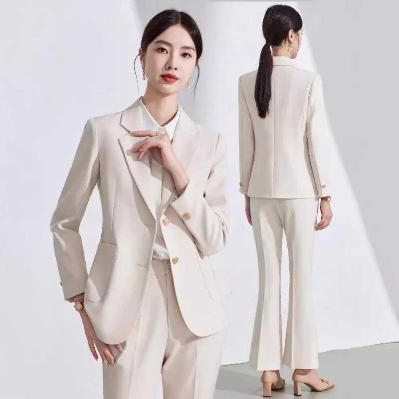 Blue Suit Set for Women Professional Formal Wear Spring and Autumn2024New Hotel Manager High-end Suit Jacket Workwear