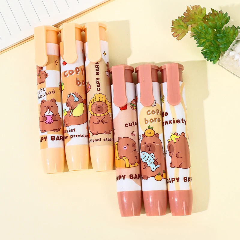 1 Pcs Creative Cartoon Papi Bara Press Eraser Retractable Rubber Pencil Eraser School Student Stationery Supplies