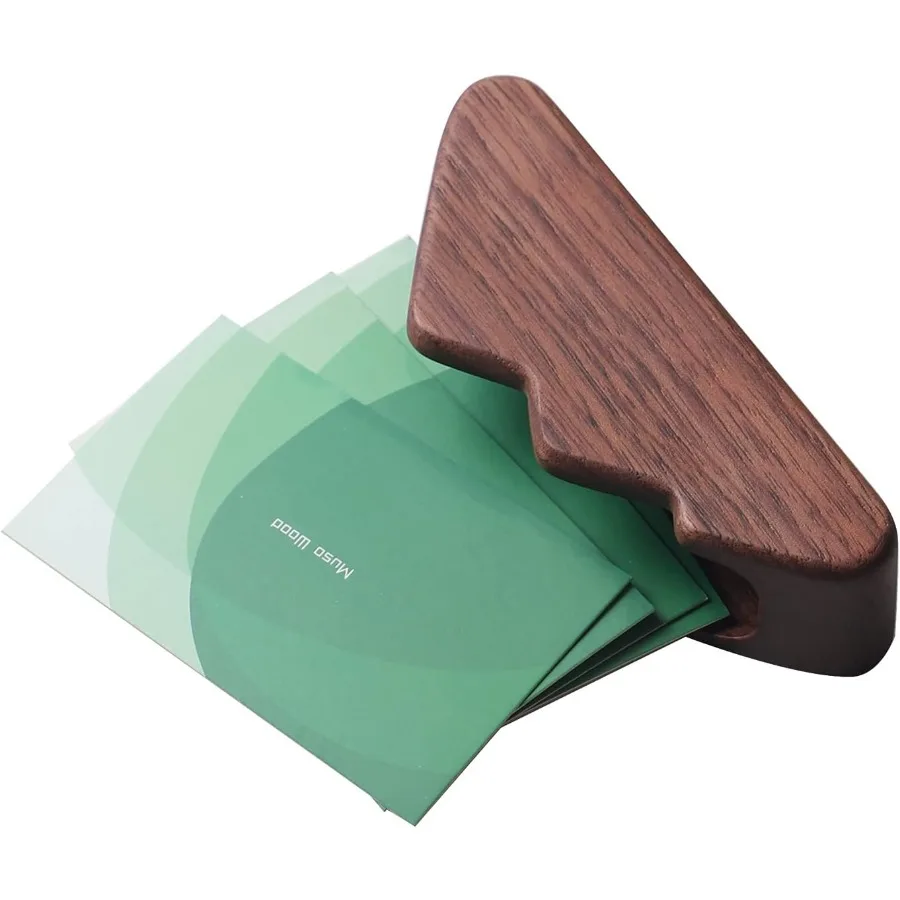 حامل بطاقات عمل من خشب موسو للمكتب، حامل بطاقات عمل خشبي للمكتب، قطعتان من خشب الجوز