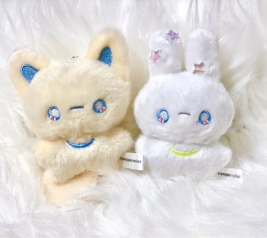 Qualia capsule toys cute plush Moon Friends 2 Fox stuffed Bunny rabbit stars on ear big tail fluffy bc bag pendant figures
