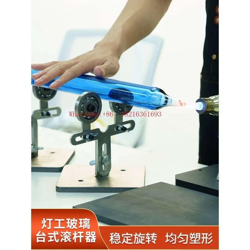 Lamplighter Glass Shaping Tool Heating Glass Rod Tube Steel Lamplighter Bench Roller