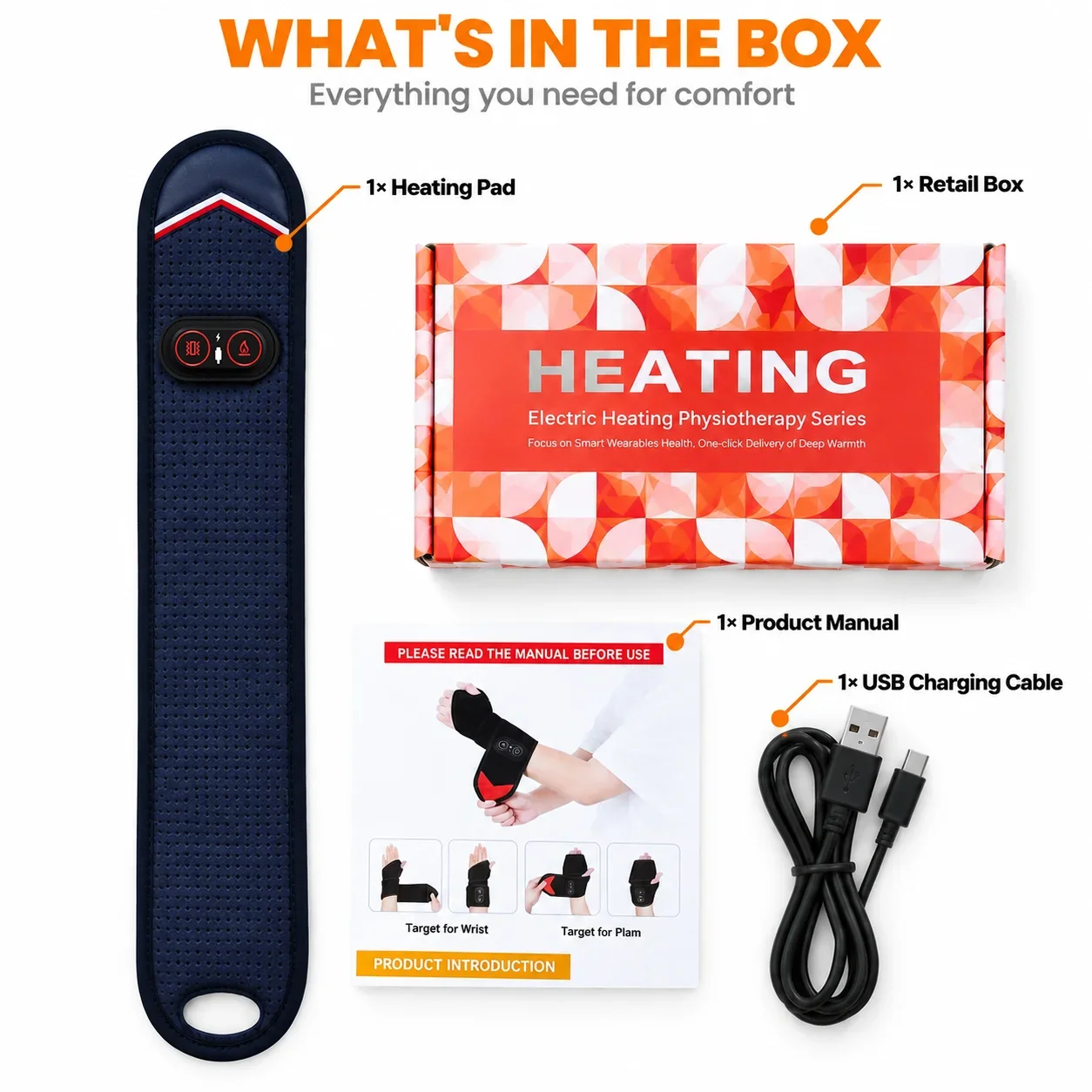 Red Light Wrist Massager Heated Hand Wrap 3 Heat Levels 3 Massage Modes Breathable Fabric Adjustable Strap Home Office Comfort