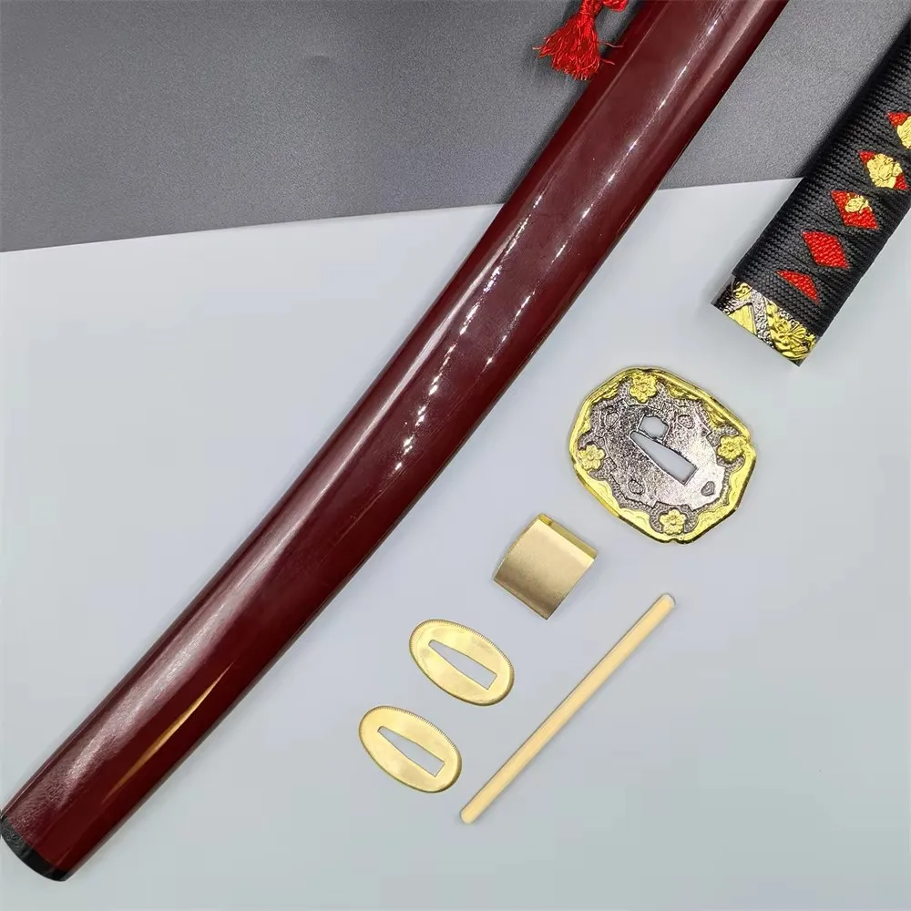 

Wonderful Set 20cm Tsuka Handle Alloy Tsuba Brass Habaki Seppa Lacquer Sheath For Real Samurai Katana Wakizashi Sword Parts