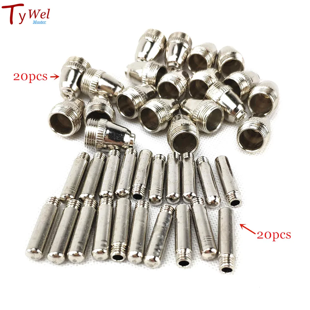 40pcs AG60 Plasma Cutting Torch Consumable SG55 Plasma Cutter Kit 60A AG-60 Plasma Torch Tip Electrode Nozzle
