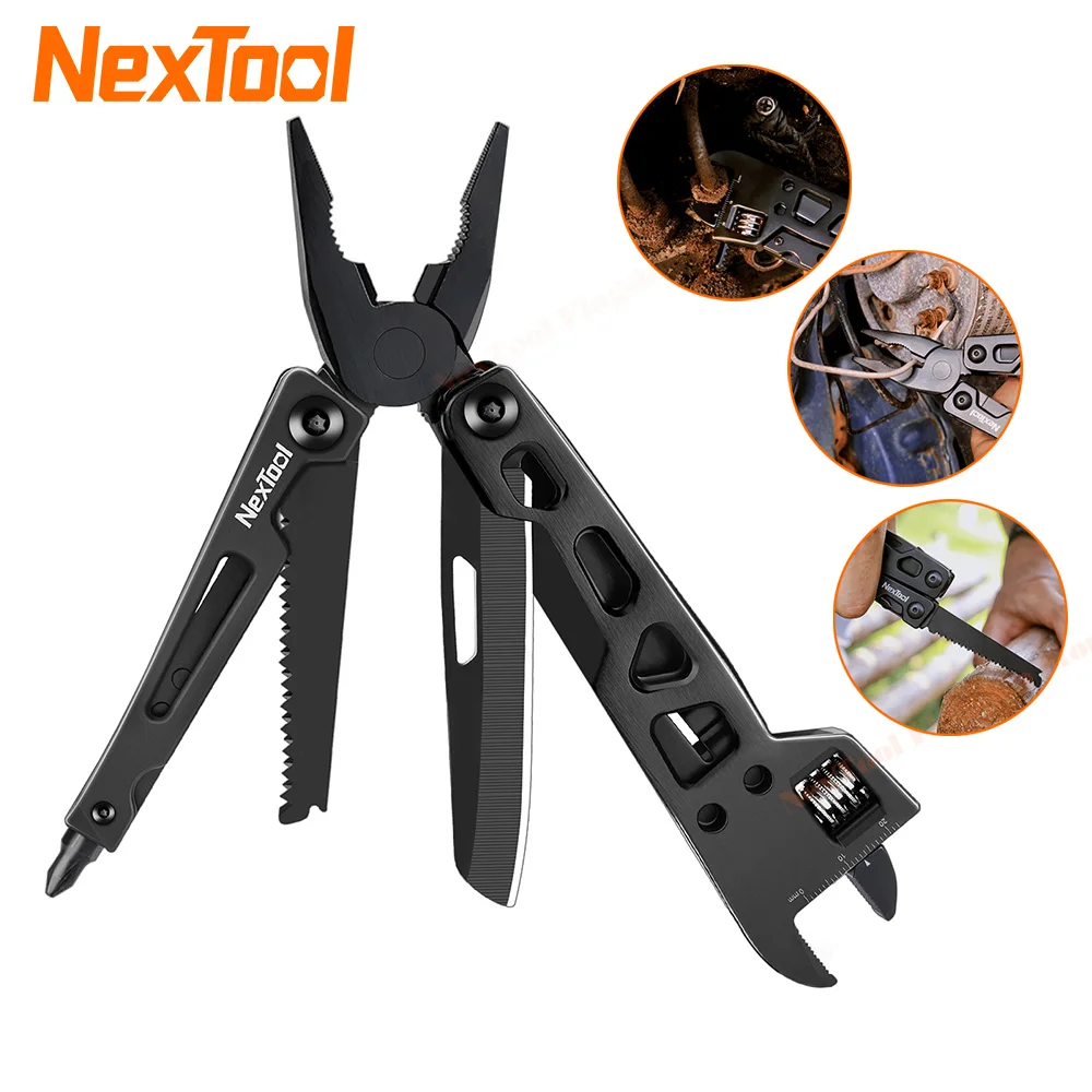 NexTool 9 In 1 Multi-function Wrench Knife Folding Tool Multi-Purpose Pliers Wood Saw Slotted Screwdrivers Camping Multitools