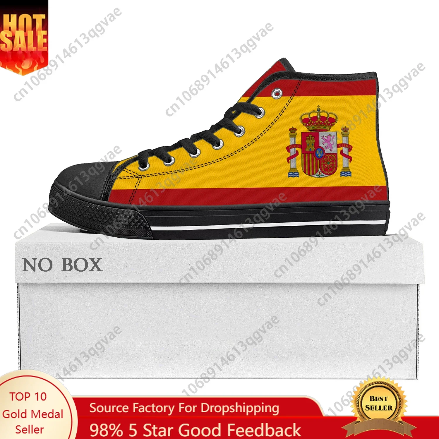 

Spanish Flag High Top High Quality Sneakers Mens Womens Teenager Canvas Sneaker Spain Casual Couple Shoes Custom Shoe