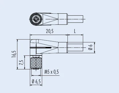 M5 Elleboogconnector Voor Encoder/Sensor, 3-Core, 4-Core, M5 Kleine Luchtvaart Plug Passieve Componenten Opto-Elektronische Displays