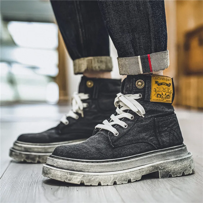 

2025 г. Мужские большие желтые ботинки для улицы, водоотталкивающее покрытие, средние - верхние рабочие ботинки в британском стиле в стиле ретро, зимние зимние хлопковые ботинки Fas