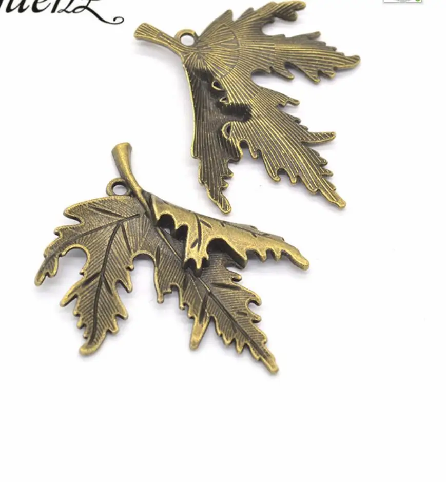 15 قطعة 55*44 مللي متر العتيقة الفضة اللون العتيقة برونزية مابل ليف قلادة قلادة مابل ليف مابل ليف سحر F0661 #5