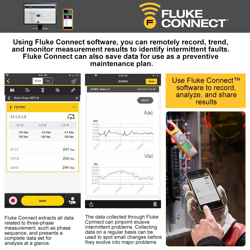 Fluke 377 FC Non-Contact Voltage True-rms AC/DC Clamp Meter with iFlex