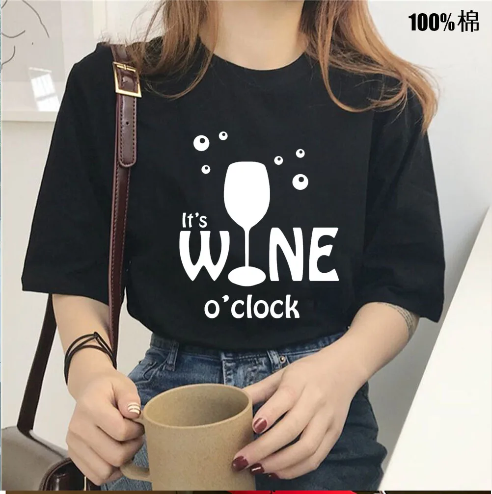 

IT'S WINE O'CLOCK Print Women tshirt Casual Cotton Hipster Funny t shirt For Girl Top Tee Tumblr Drop Ship