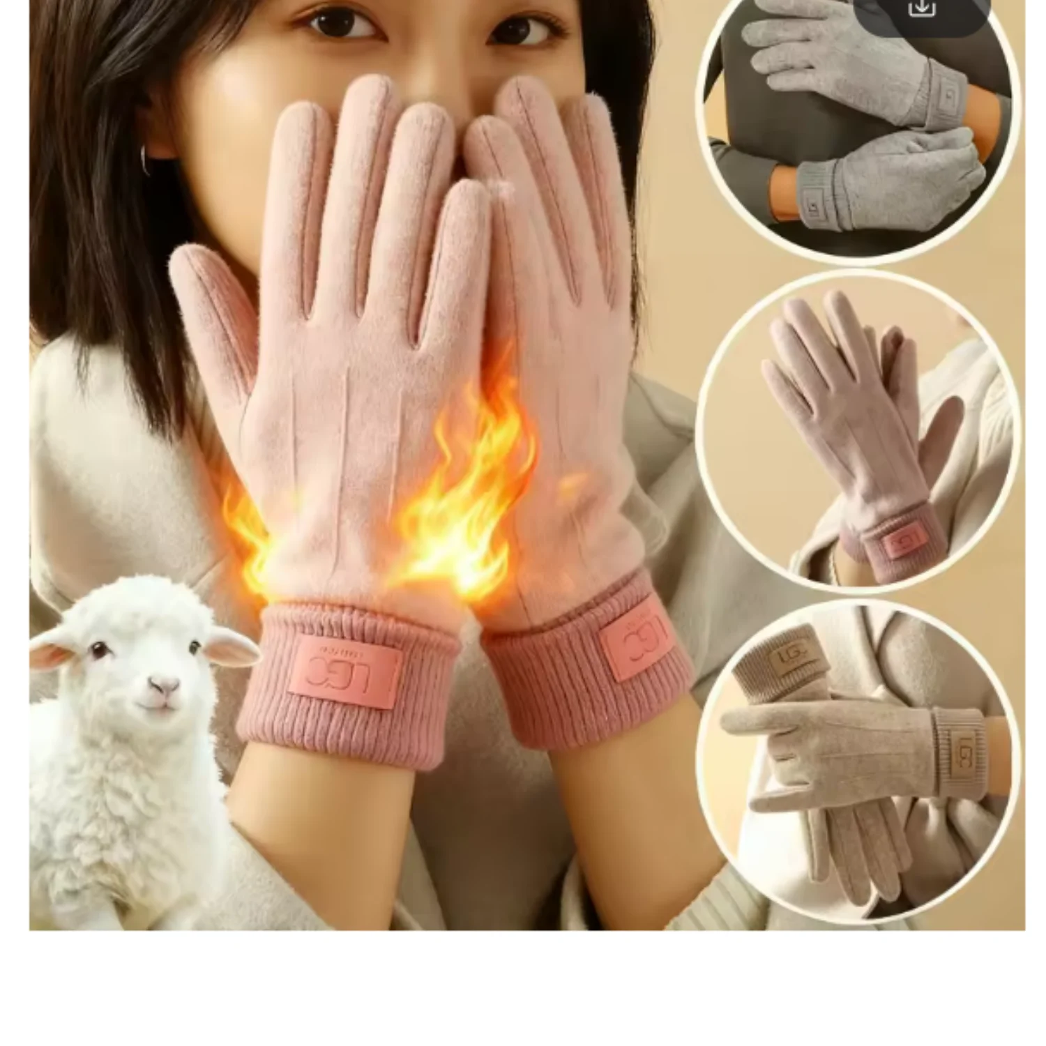 Touchscreen Cashmere Winter Women's Warm and Antifreeze Gloves, All Finger Connected Gloves, Outdoor Cycling Cold Resistant Glov