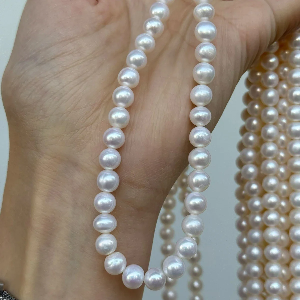 

Бусины из натурального пресноводного жемчуга 6,5-7,5 мм почти круглые для изготовления ювелирных изделий своими руками - женское ожерелье, браслет, серьги, аксессуары