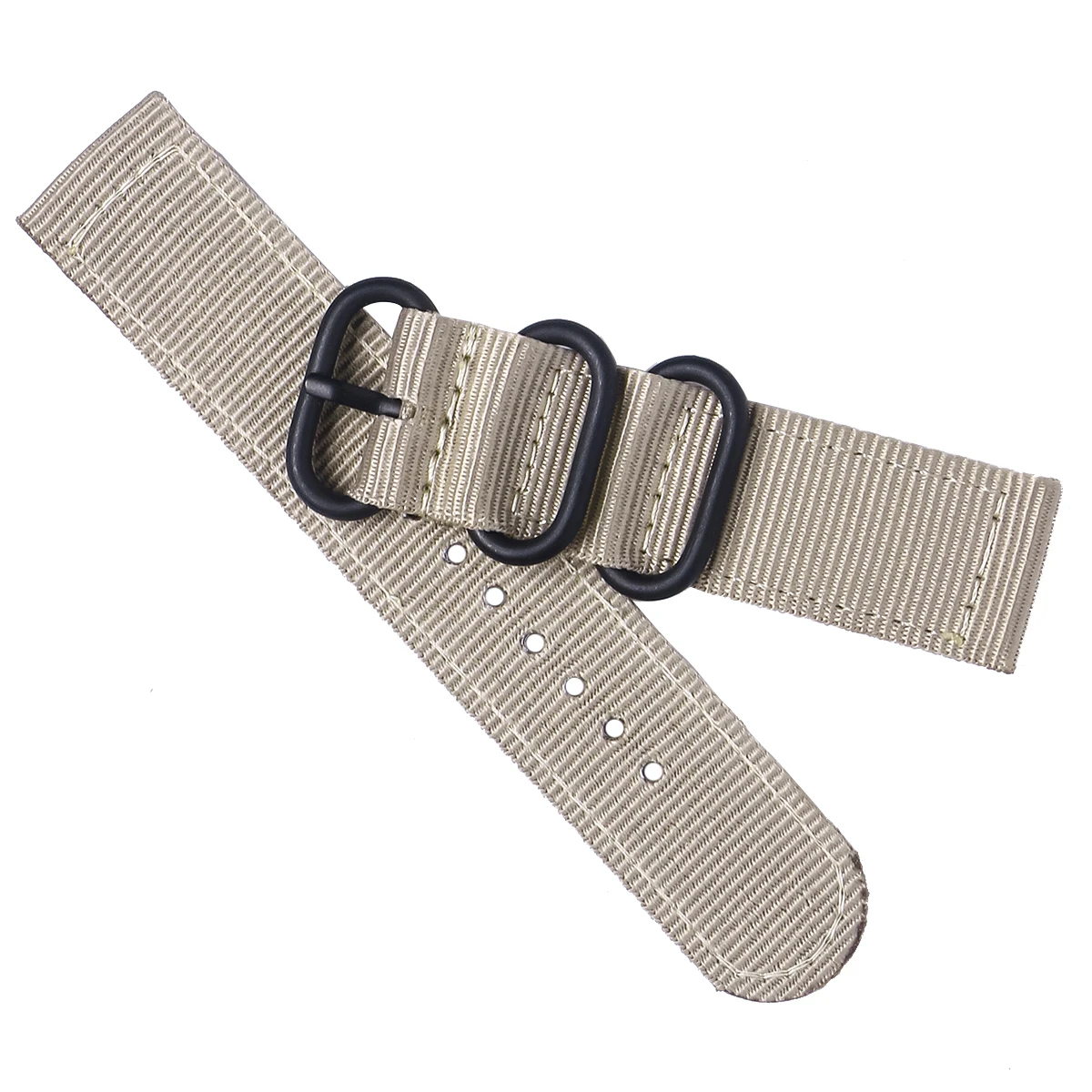 

22mm Watch Strap Webbing Durable 2-Joint Nylon Watch Band Wristband for Watch Replacement (Khaki with Black Buckle)