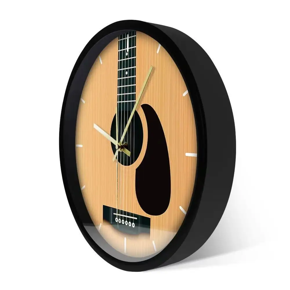 Creative Acoustic Guitar Wall Clock Silent Quartz Musical Instrument Clocks for Music Room Studio Home Decor Musicians Gift