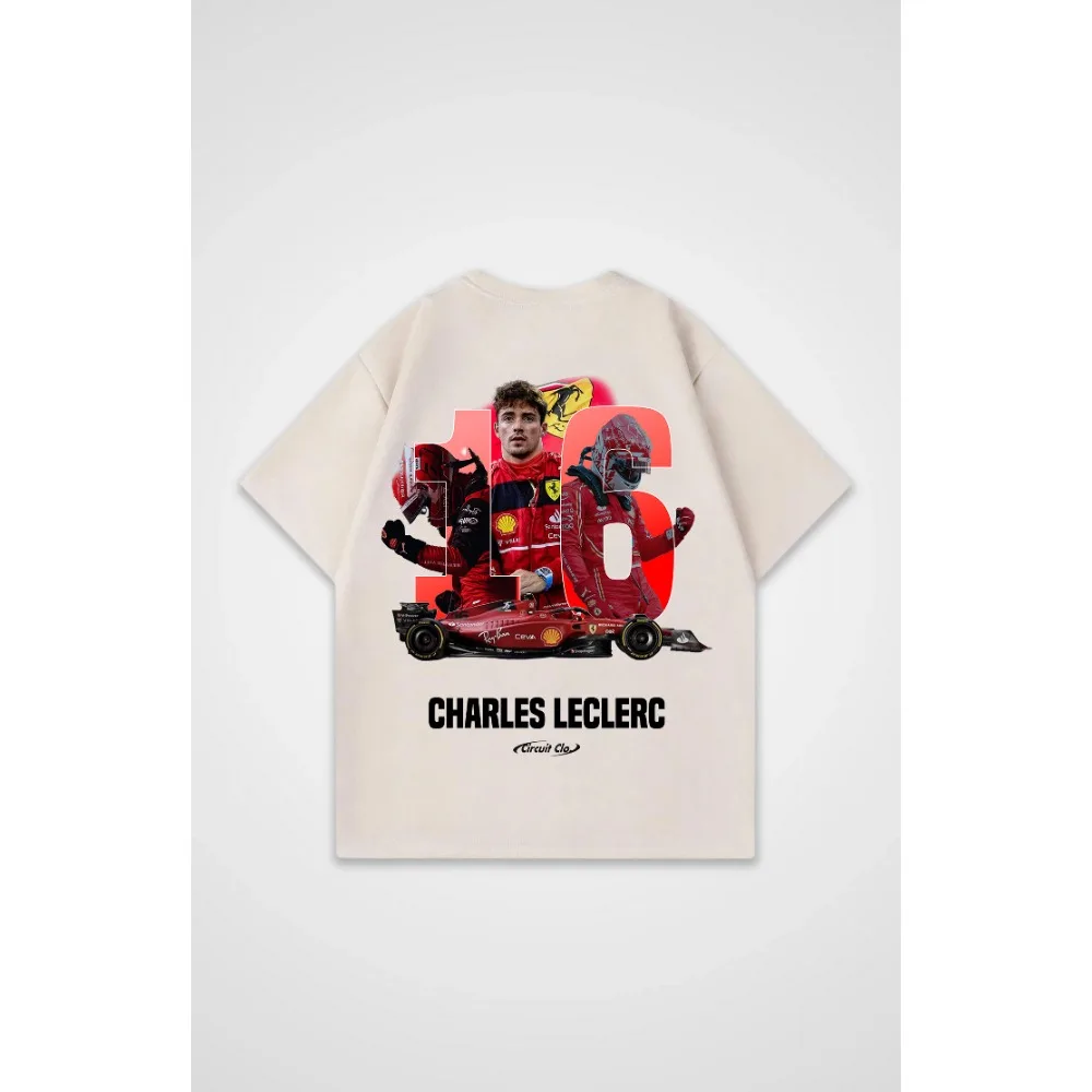 تي شيرت رجالي Leclerc كبير الحجم لمحبي بطولة السباق البريطانية تي شيرت قطني تي شيرت ملابس الشارع الشهير ملابس رجالية غير رسمية كبيرة الحجم #2