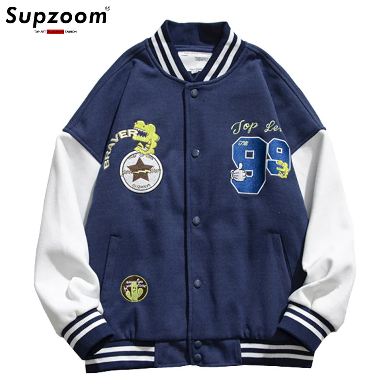 Arrival 2023 New Top Fashion Character Cotton Thick Single Breasted Patchwork Embroidery Bomber Jacket Baseball Loose Casual