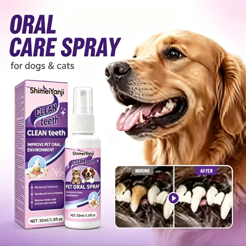 NEW Pets Oral Hygiene Cleaning Spray Dog&Cat Daily Use Eliminate Tartar Plaque Bacteria Refresh Breath Gentle Sterilizing 30ml