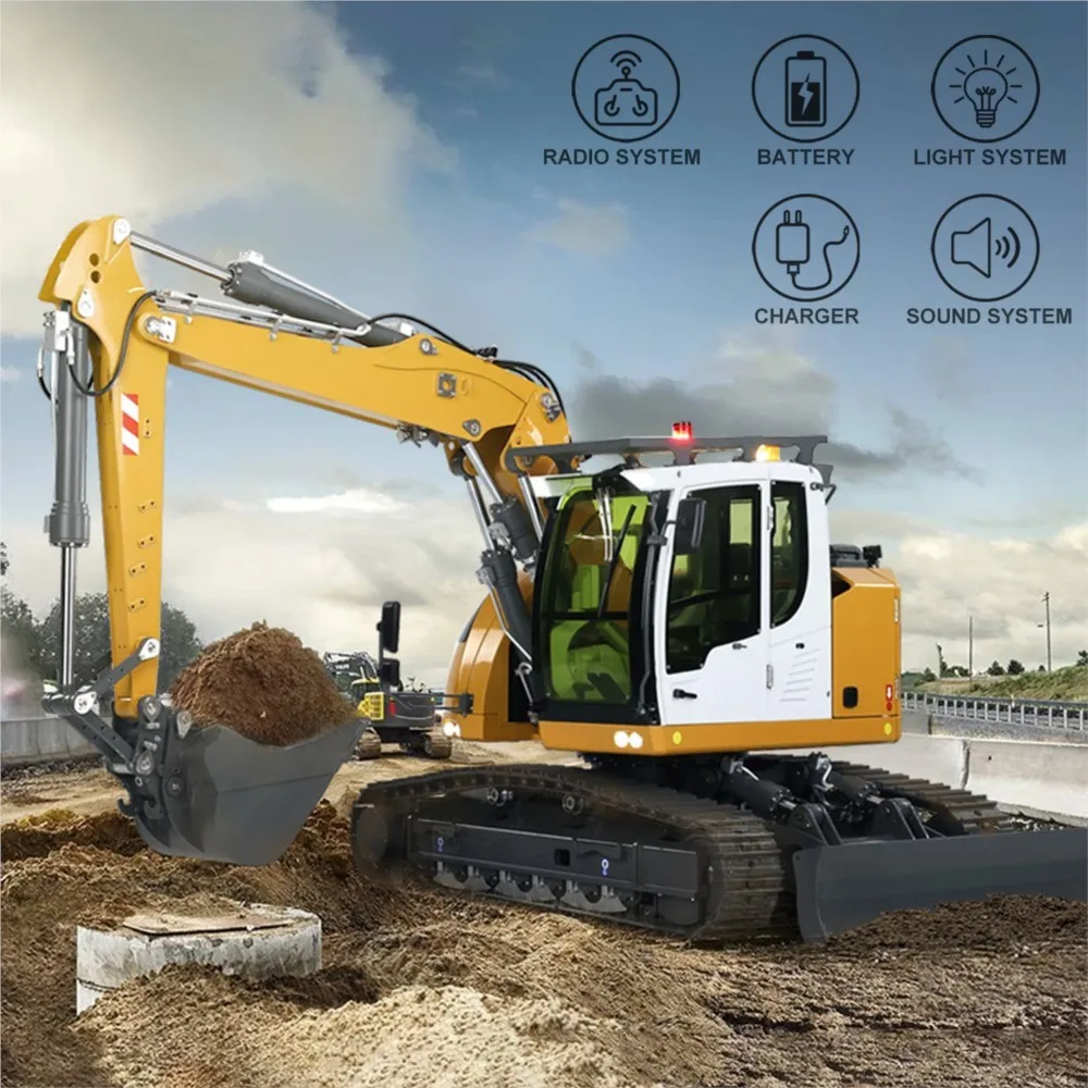بيع الولايات المتحدة 1/14 حفارة هيدروليكية يتم التحكم فيها عن طريق الراديو LR 914 5 طرق صمام RC حفار نموذج RTR مركبة بناء كهربية ST8 راديو #2