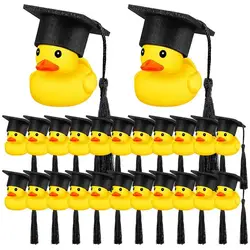 Baby Bath Toy Cute Soft Rubber Mini Graduation Ducks With Black Graduation Hat Home Graduation Theme Birthday Party Gift