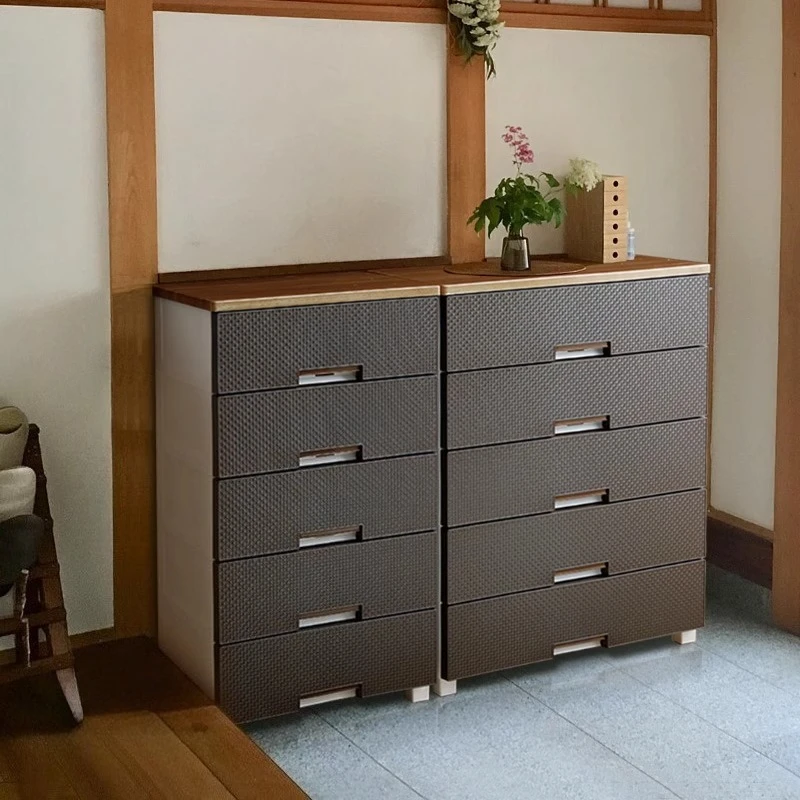 

Imitation Rattan Woven Storage Cabinet Plastic Drawer Cabinet Storage Locker Living Room Cabinets Dresser Shelf Storage Dresser