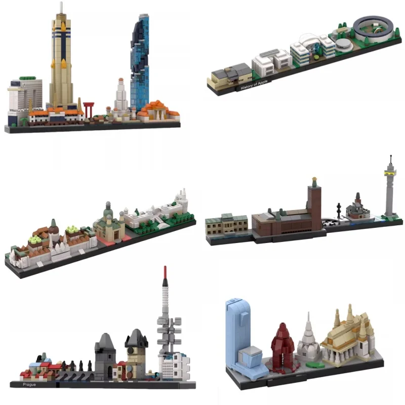 Budapest Bangkok Phnom Penh Stockholm Prague Skyline Architecture Model DIY Assemble Bricks Educational Creative Collection Toy
