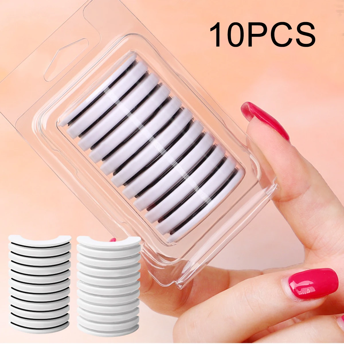 Pestañas postizas autoadhesivas reutilizables, 10 piezas, sin pegamento, hipoalergénicas, extensión de pestañas, suministros de maquillaje