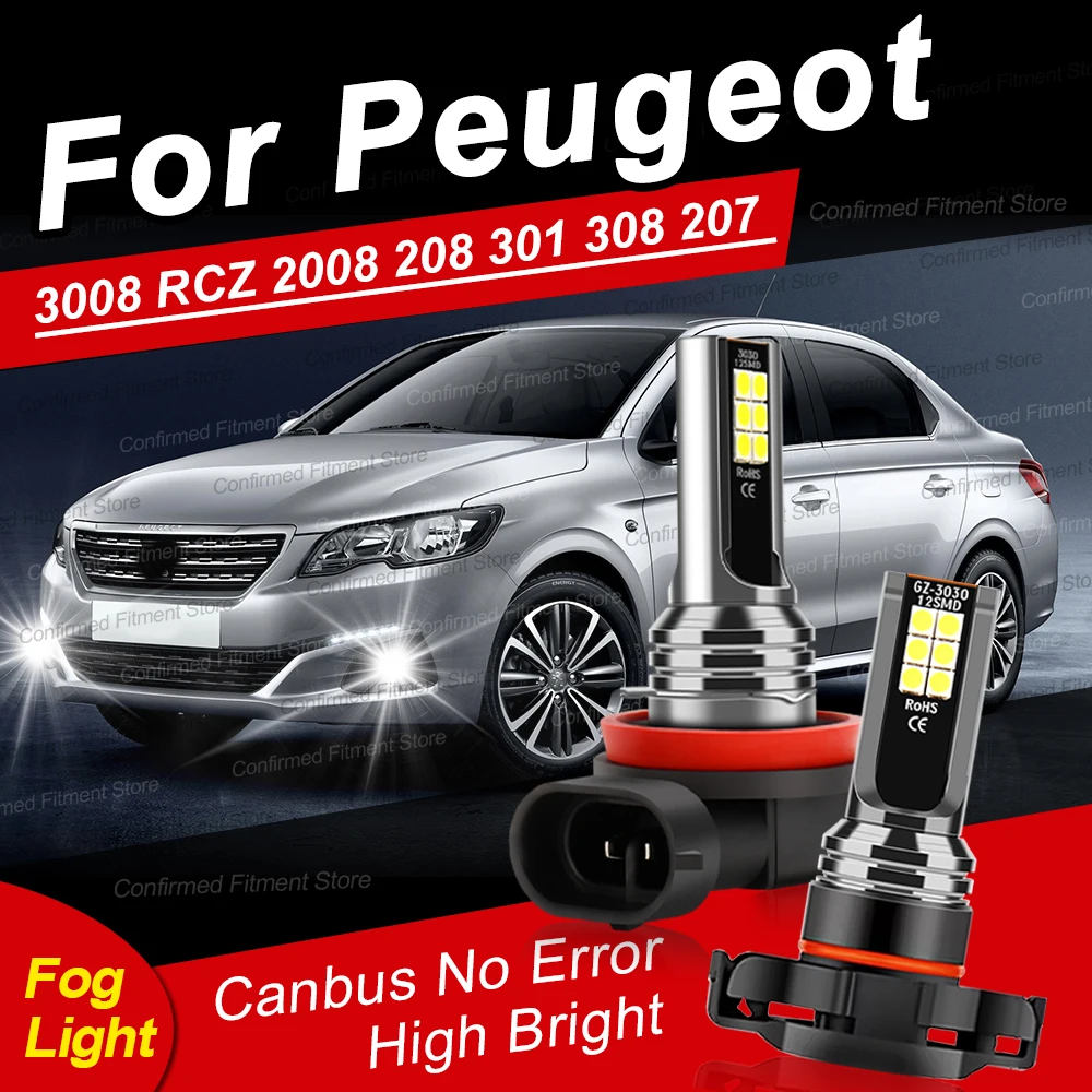 

2Pcs Canbus Error Free H11 5202 LED Auto Front Fog Lamps 200W 6000K White Lights Bulb For Peugeot 3008 RCZ 2008 208 301 308 207