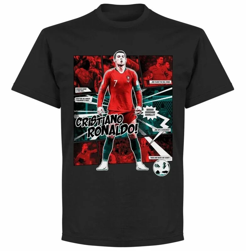 Portugal Cristiano Ronaldo Printed Pure Cotton Summer T-shirt for Men and Women Fashion and Ventilate Short Sleeved Jersey