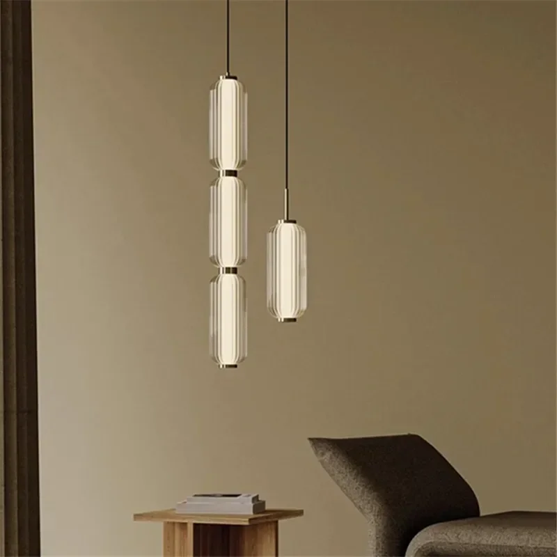 

Aromas pendant light minimalist long glass staircase light American retro Restaurant light foyer exhibition hall Artistic lamp