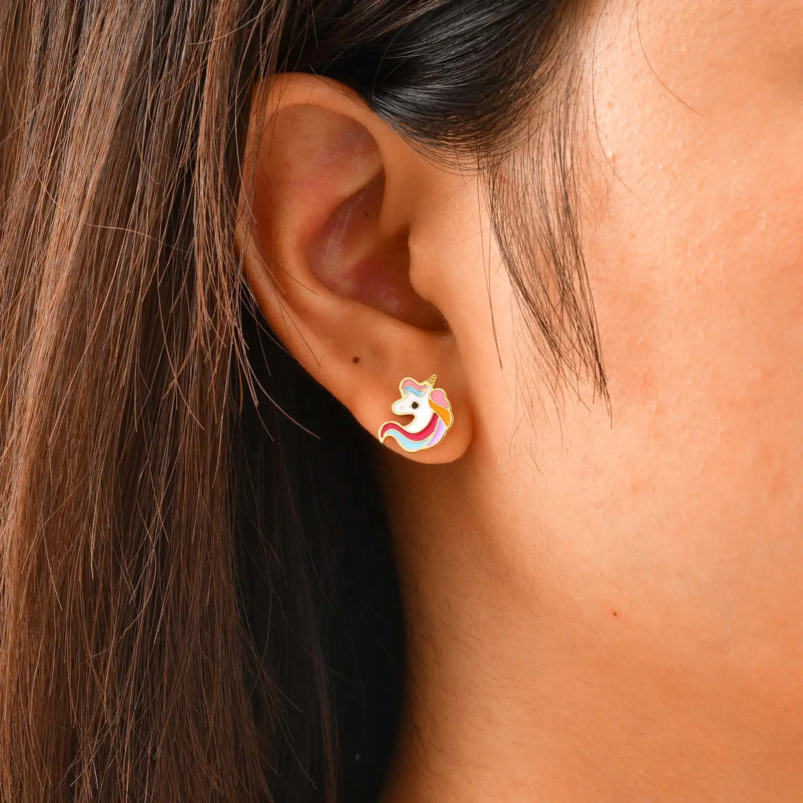 Cute Rainbow Unicorn Stud Earrings for Women
