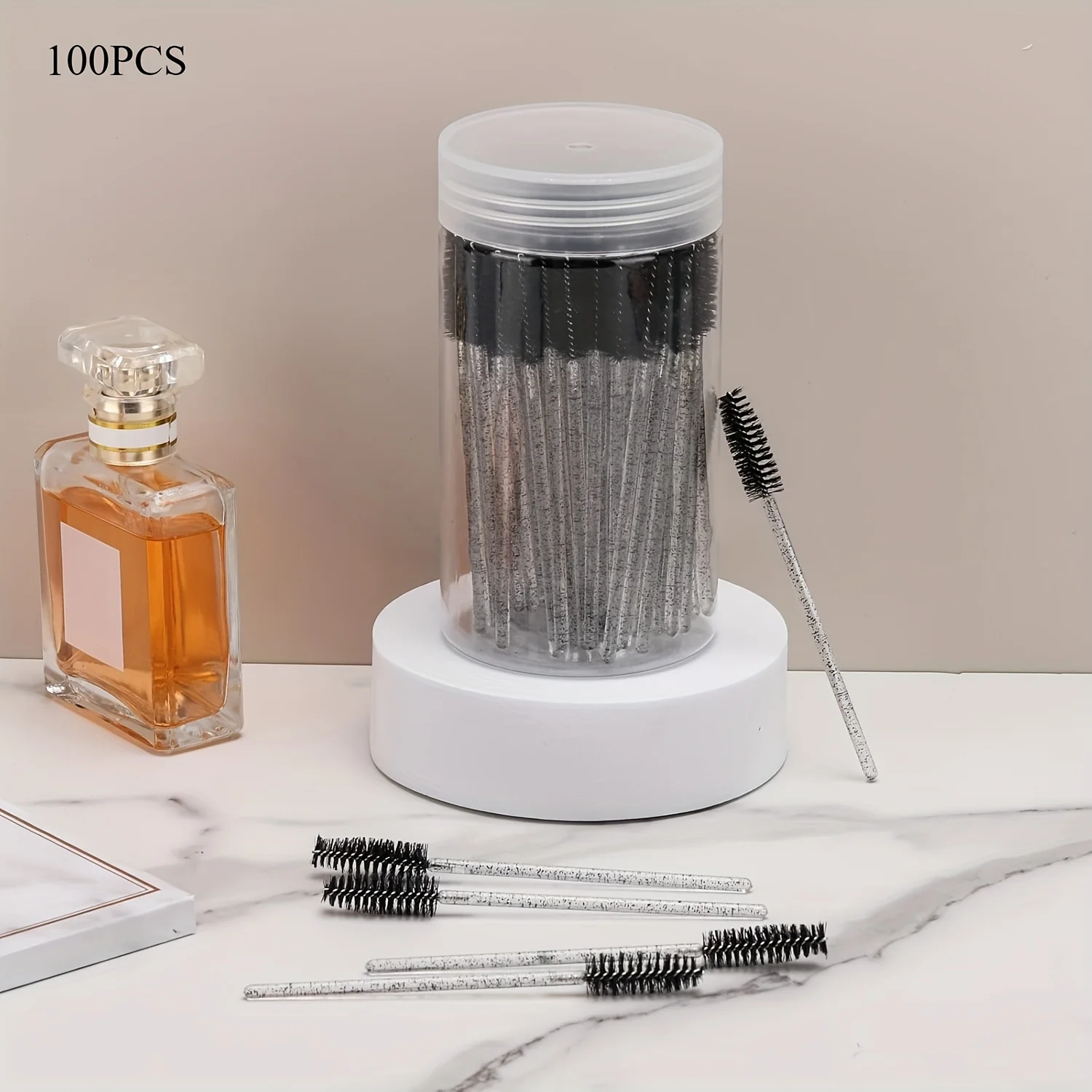 100 Pack Disposable Eyelash Brushes Adjustable Mascara Wands Makeup Applicator Lash Spoolies for Eyelash Extensions and Eyebrows - Detail 1