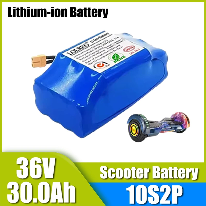 36V 15-30Ah 10S2P rechargeable lithium-ion battery pack for electric self balancing scooters, air cushion unicycles