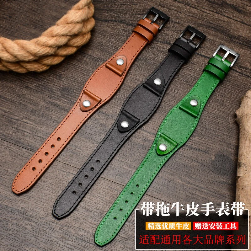 Universal Wrist Lengthened Watch Band For Fossil JR1401 JR1354L Rolex Seiko Water Ghost Mido Men's Genuine Leather Strap 20 22mm