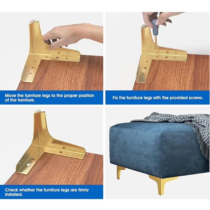 4pcs Modern furniture legs metal gold Black Iron Sofa Feet for Table Bed Chair Desk Dresser Cabinet support Furniture Hardware