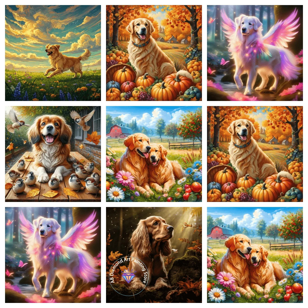 

Golden Retriever Animal Diamond Painting Kit 5D DIY Diamond Embroidery Cross Embroidery Handmade Art Gift Crafts Home Decoration