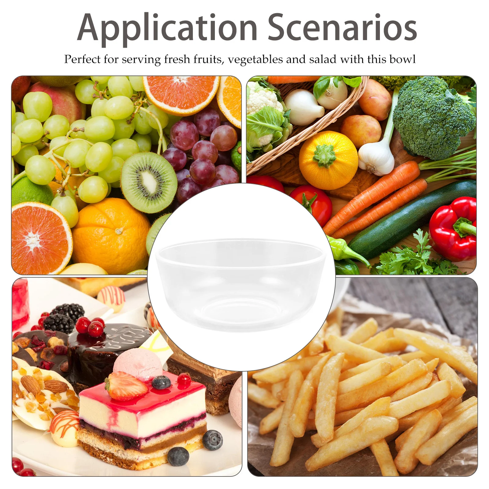 

7-дюймовая стеклянная салатница без свинца, прозрачный контейнер для фруктового десерта, термостойкий, простой, элегантный, для вечеринок, свадеб, приема