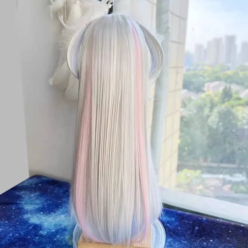 Cosmile Silver Gray Ice Blue Light Pink Hair Wig For 1/3 1/4 1/6 BJD Doll Handmade Cosplay Props C