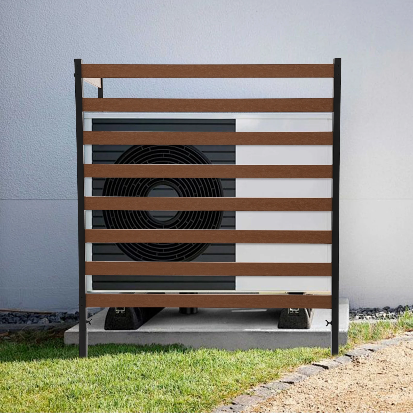 

Outdoor Air Conditioner Fence Durable Steel & Plastic-Wood with High-Temperature Paint for AC Unit Protection & Privacy