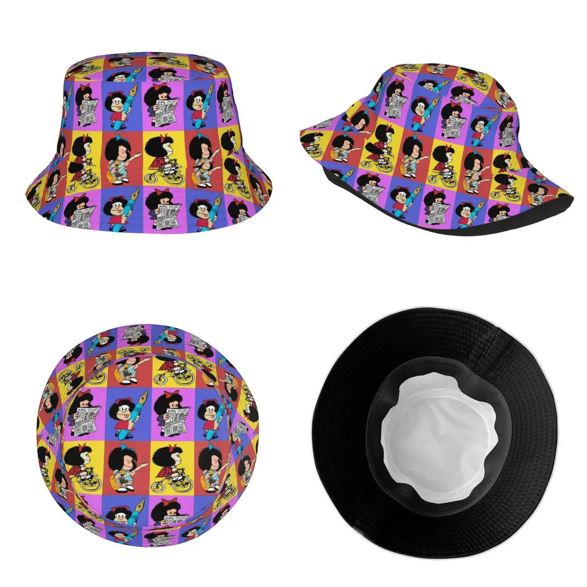 Mafalda Bucket Hats Travel Headwear Accessories Fishing Hat for Outdoor Sport Woman Ispoti Packable image 5