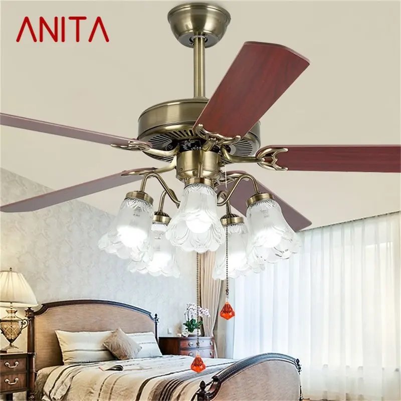 

ANITA Ceiling Fan Light Large 52 Inch Lamp With Remote Control Modern Simple LED For Home Living Room