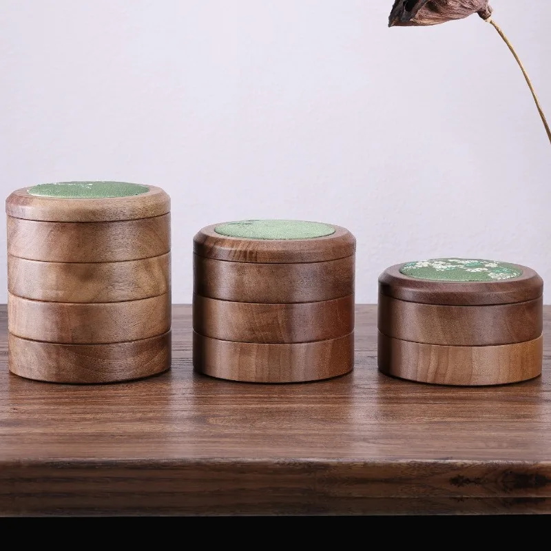 Wooden Jewelry Box Multi Layer Rotate Storage Boxes Necklace Bracelet Earrings Display Case Retro Organizer Packaging Supplies