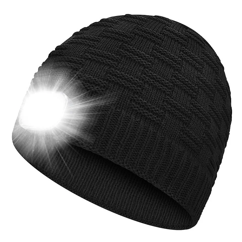 Plush Led Lighting Wool Luminous Hat Removable and Washable Rechargeable Light Hat Headlight Portable