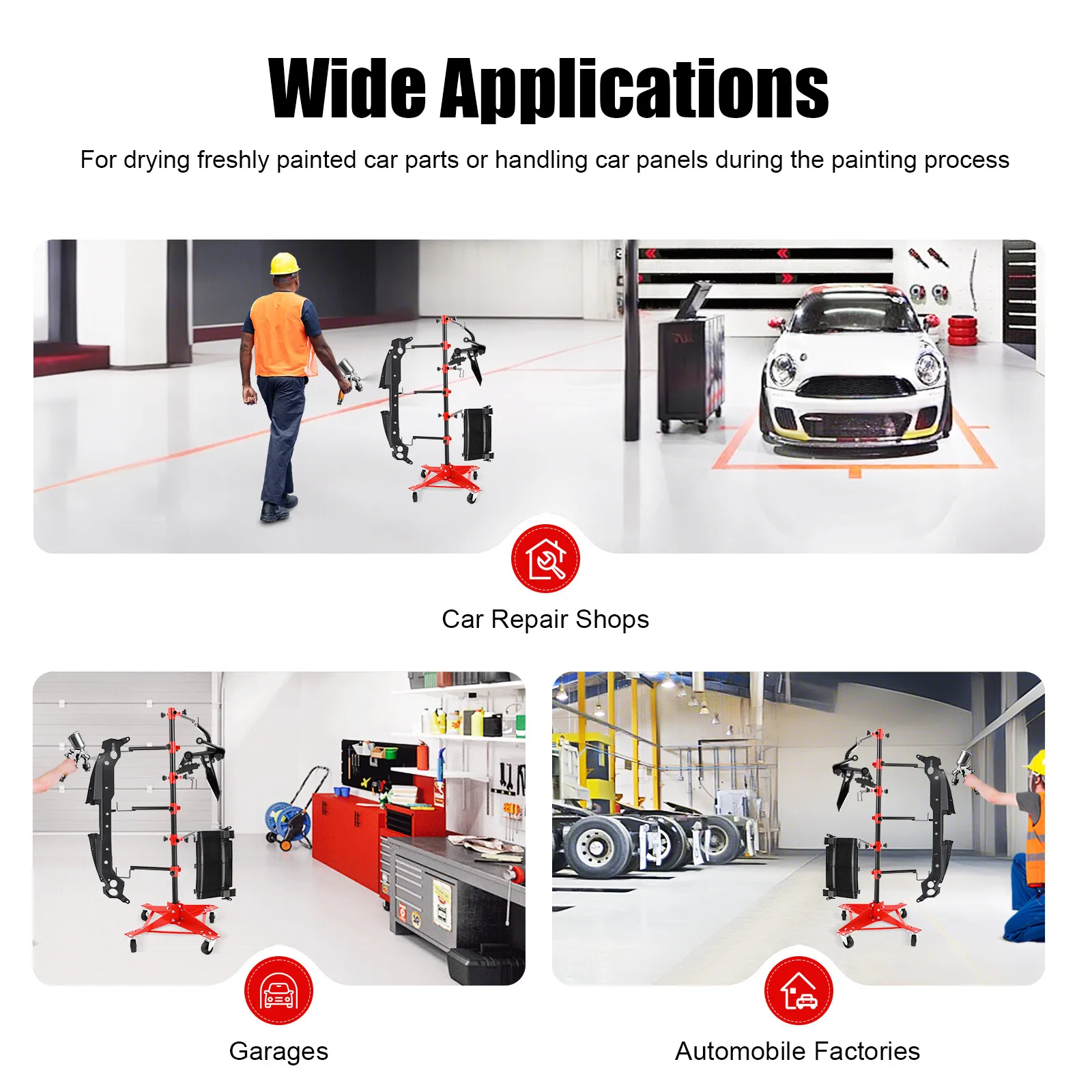 حامل جسم تلقائي قابل للتعديل للأبواب/المصدات - سعة 220 رطل، رف طلاء عالي التحمل لأدوات طلاء ألواح الغطاء