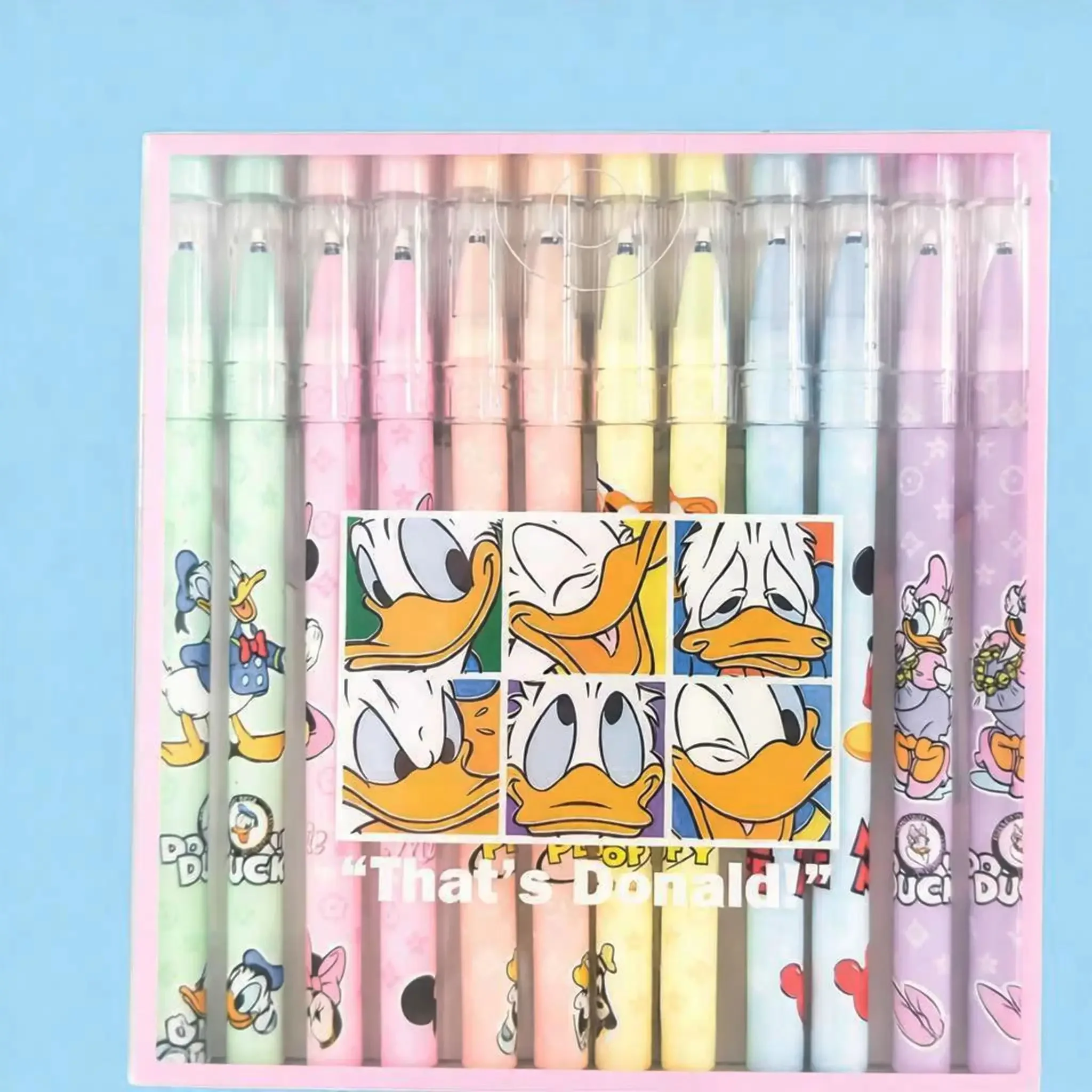 12 pieces/set Disney Mickey Mouse gel pen Cartoon style straight erasable pen Mickey Mouse house cute tall erasable pen ﻿