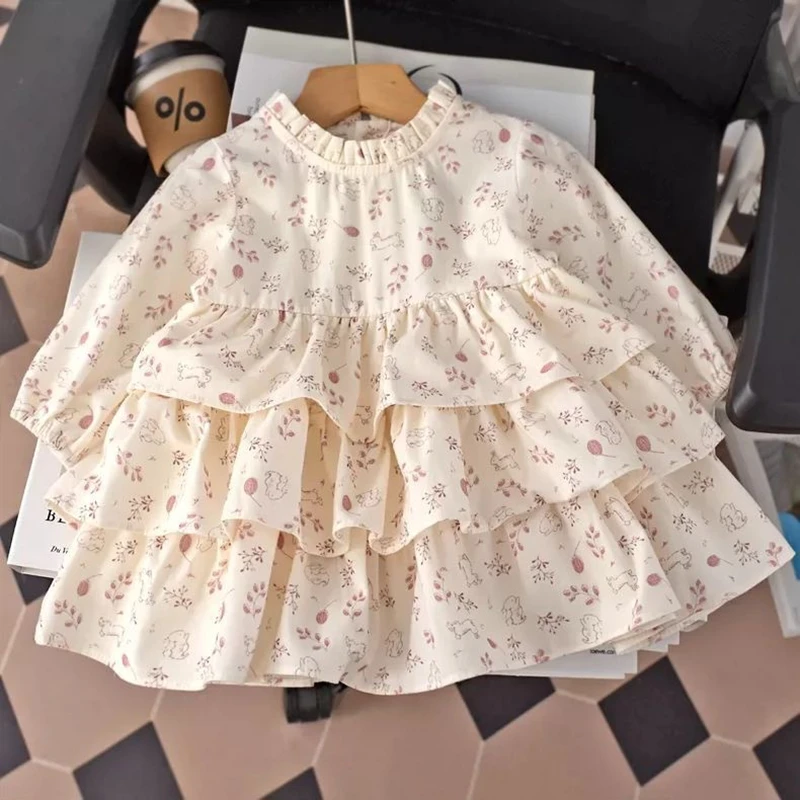 

12M-4T spring autumn children kids girls cotton layered dress