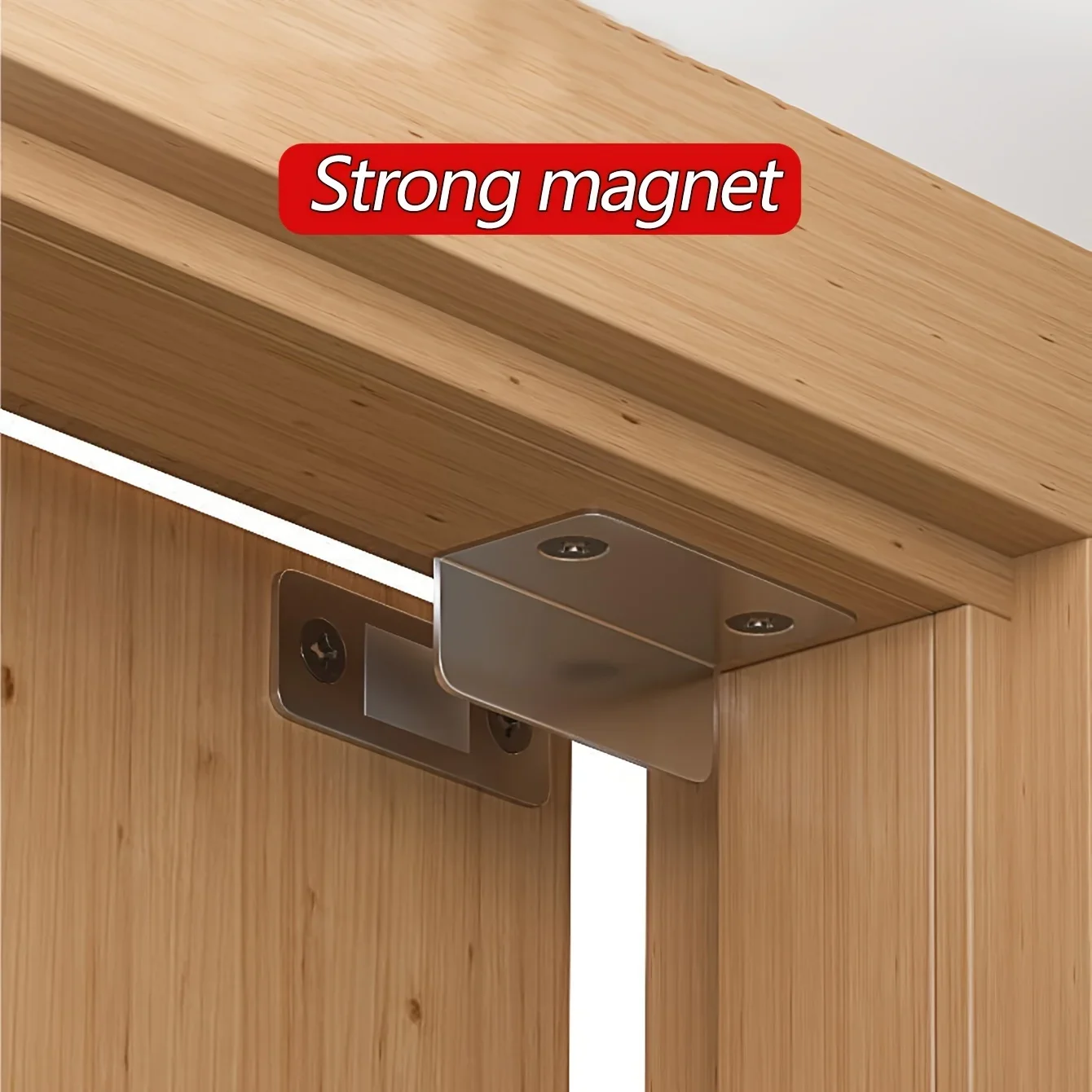 2PCS L-Shaped Concealed Magnetic Hinges, Slim Stainless Steel Soft Close Cabinet Hinges w/ Polished Surface