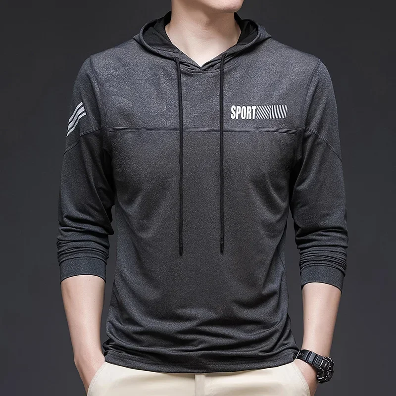 

Long Sleeve Unisex Sport Hoodies Shirt Pullover Solid Autumn Cooling Causal Blouse Spring Lightweight Quick Dry Tops Men T-shirt
